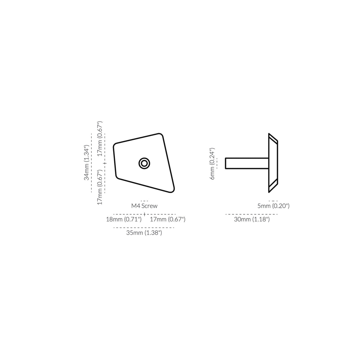 Outline_D Knob Tumbled Brass — view 6