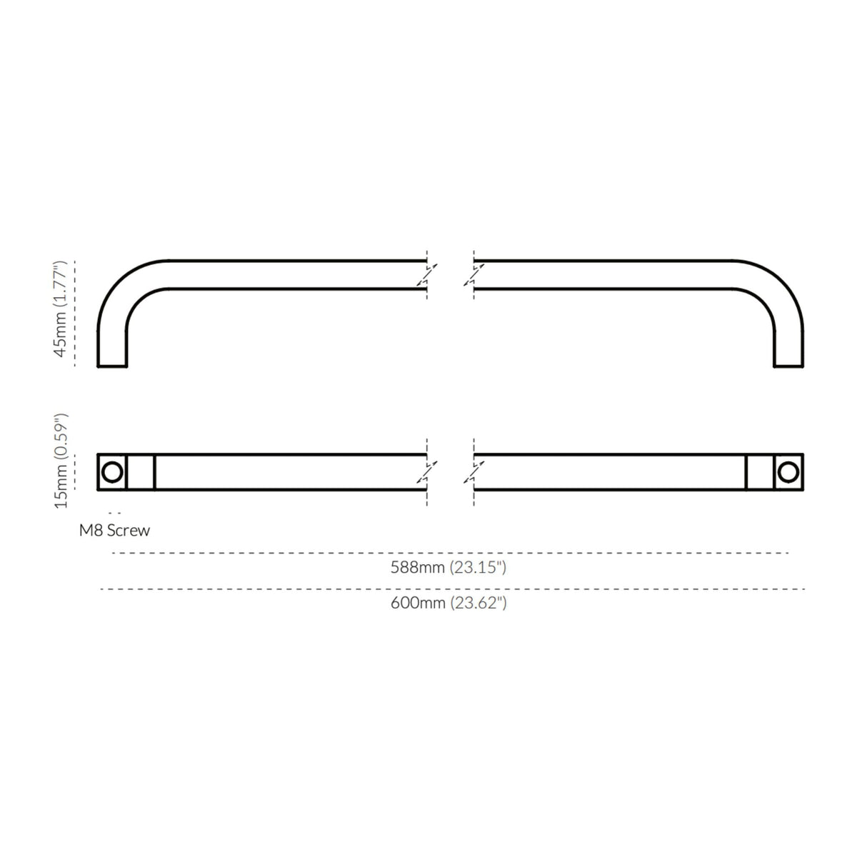 Curve Appliance Pull Tumbled Brass — view 5