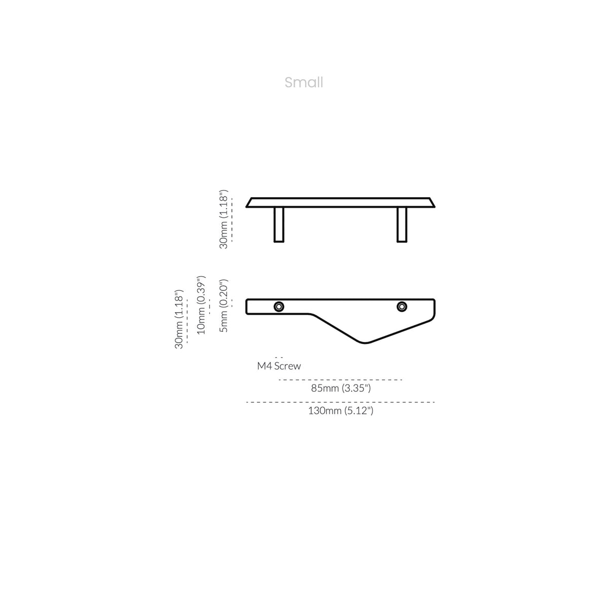 Outline_C Handle Tumbled Brass — view 13