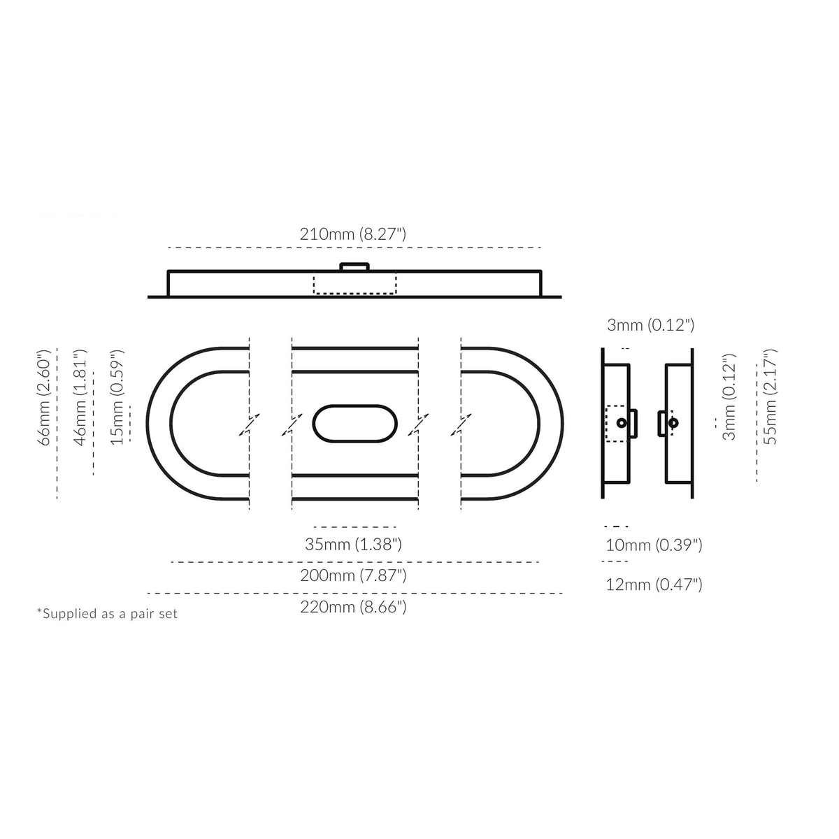 Oval Flush Pull Privacy Tumbled Brass — view 5