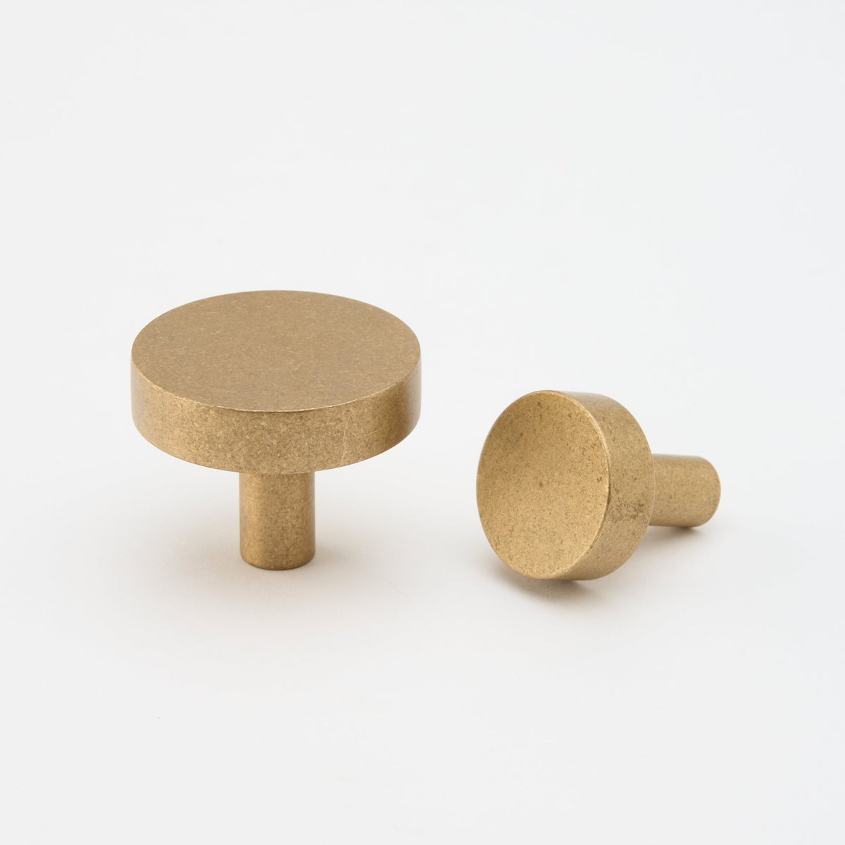 Ascot Knob Tumbled Brass — view 1