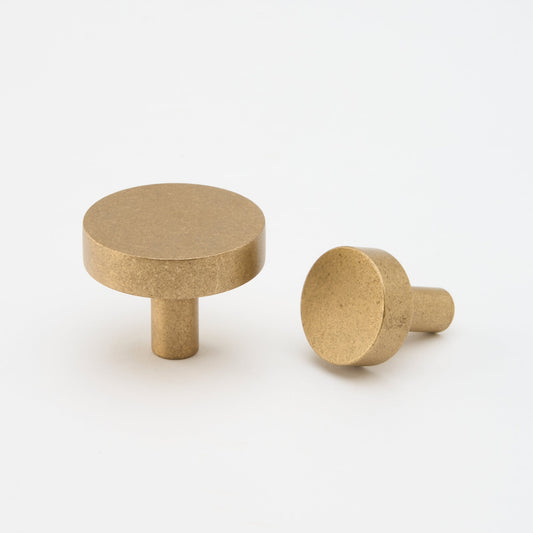 Ascot Knob Tumbled Brass — view 1