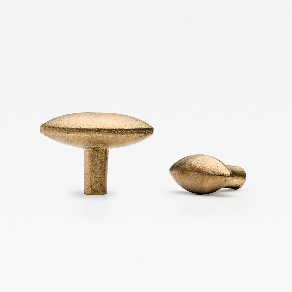 Cast Almond Knob Natural Brass — view 3