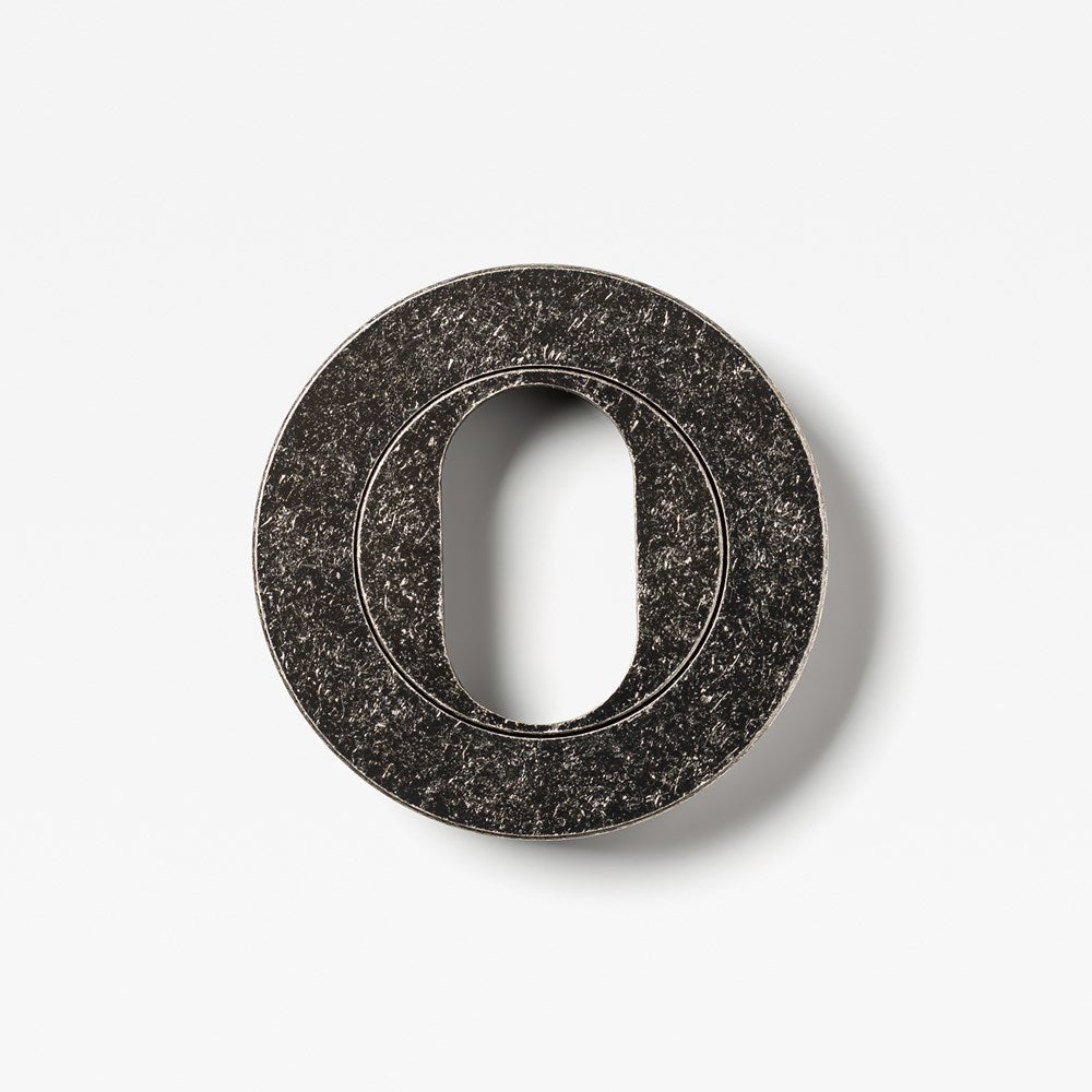 Escutcheon Oval Tumbled Nickel — view 2