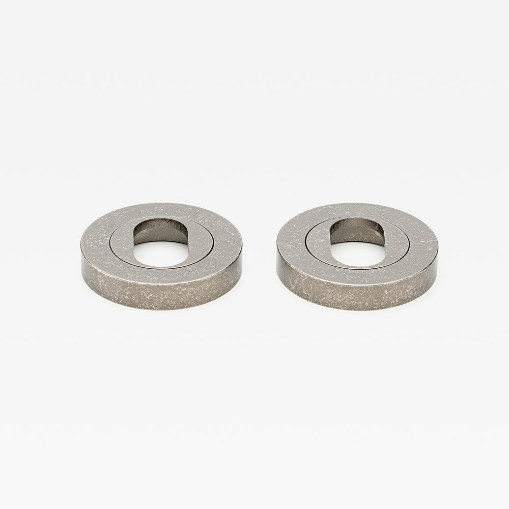 Escutcheon Oval Tumbled Nickel — view 1