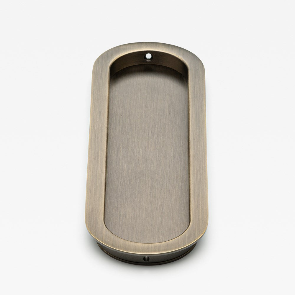 Oval Flush Pull Aged Brass — view 3