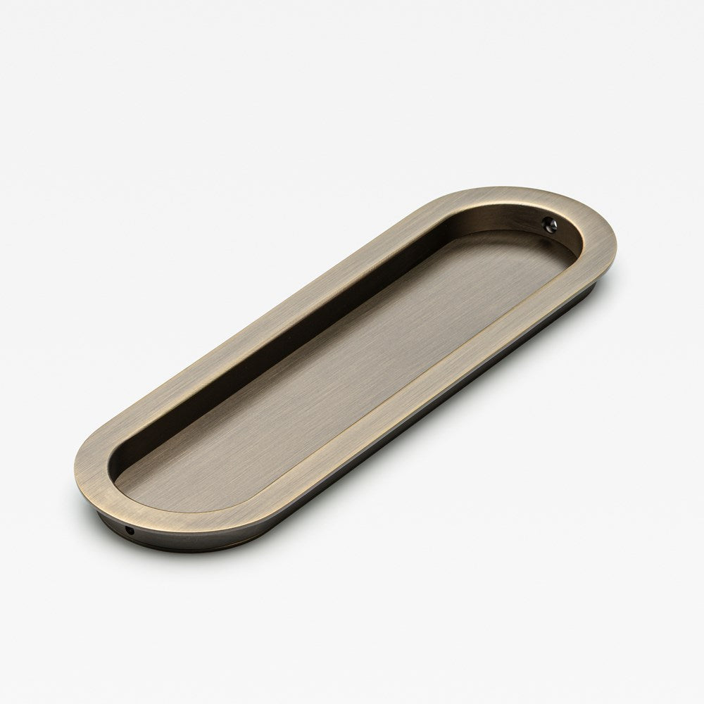 Oval Flush Pull Aged Brass — view 2