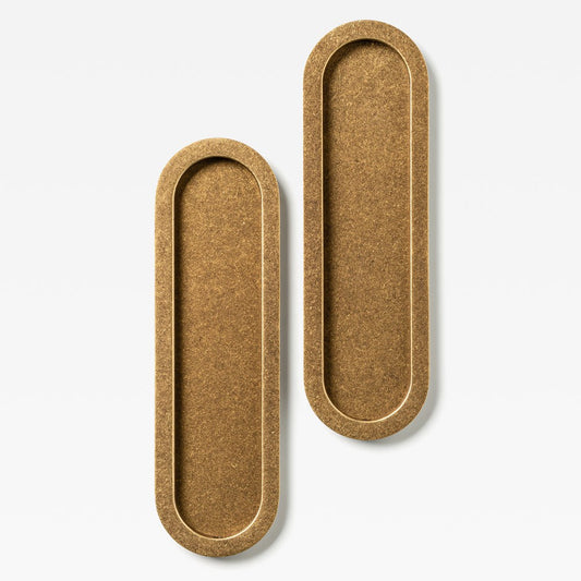 Oval Flush Pull Tumbled Brass — view 1