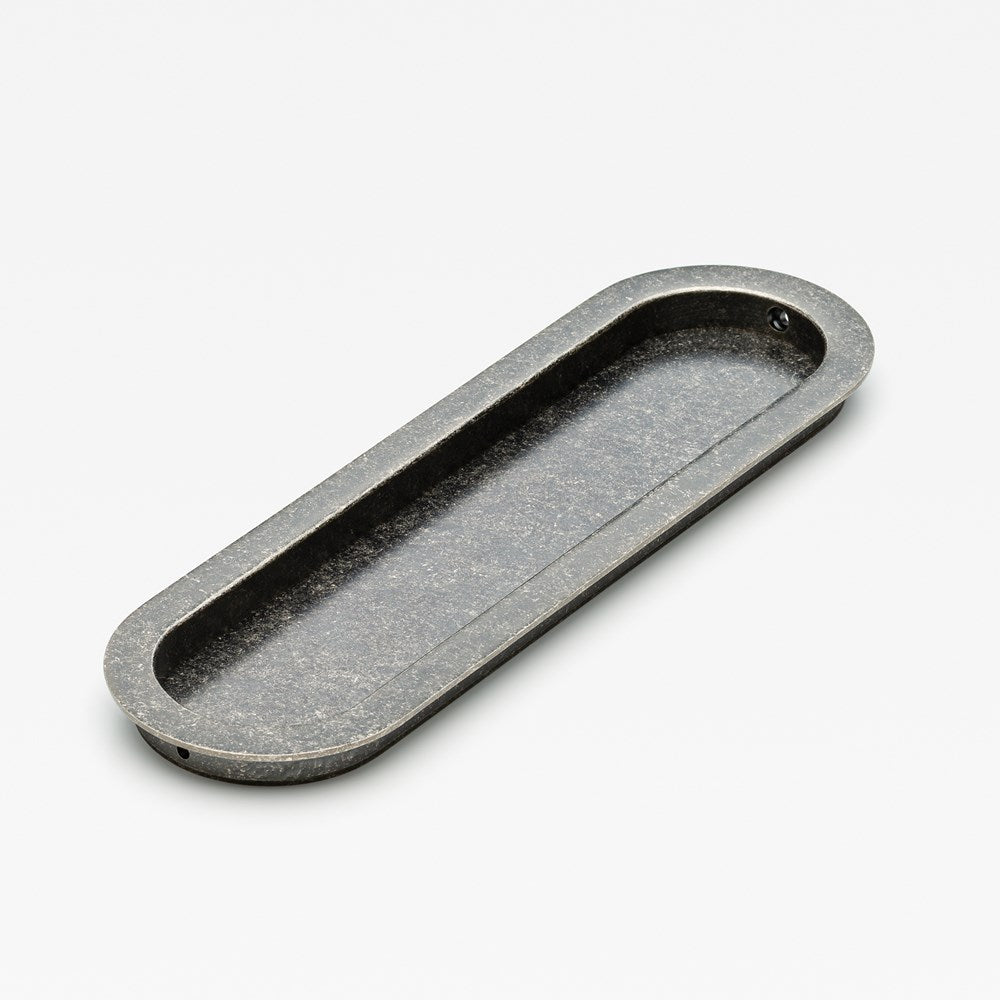 Oval Flush Pull Tumbled Nickel — view 2