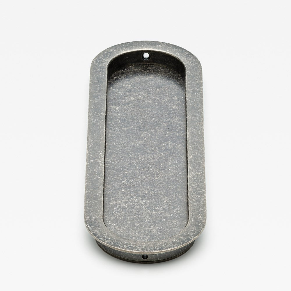 Oval Flush Pull Tumbled Nickel — view 3