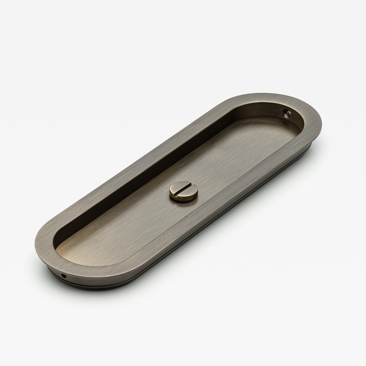 Oval Flush Pull Privacy Aged Brass — view 4