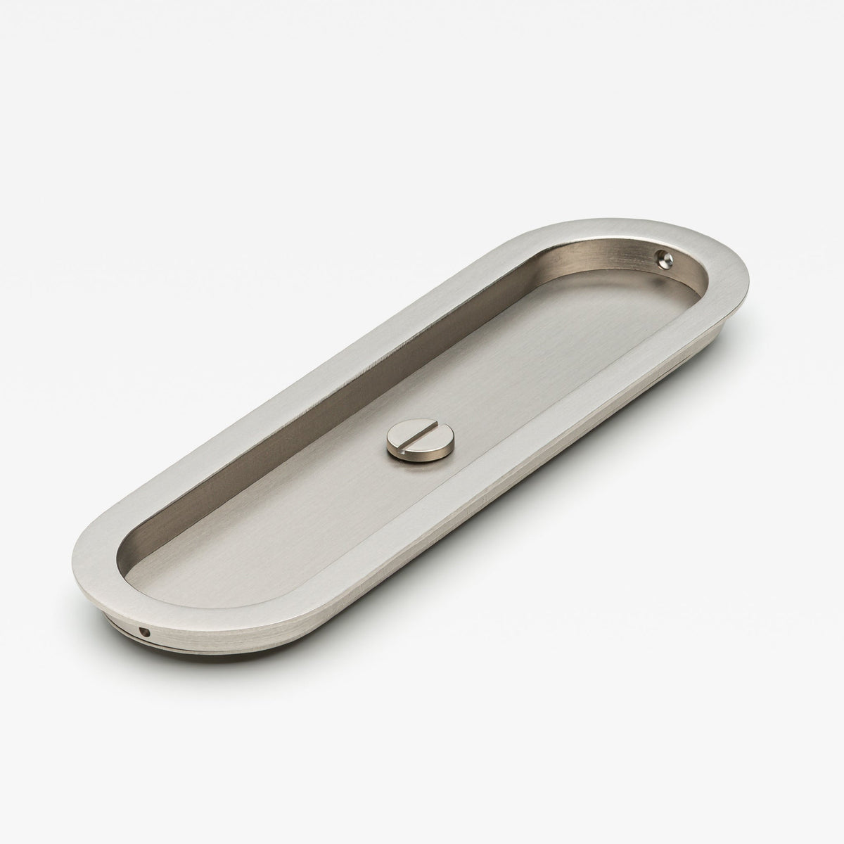 Oval Flush Pull Privacy Nickel — view 4