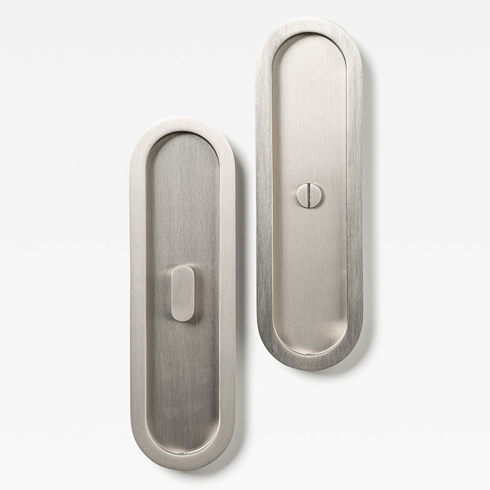 Oval Flush Pull Privacy Nickel — view 1