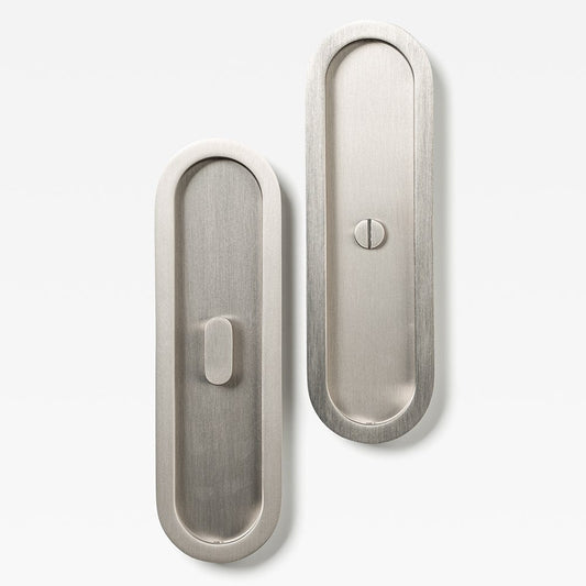 Oval Flush Pull Privacy Nickel — view 1