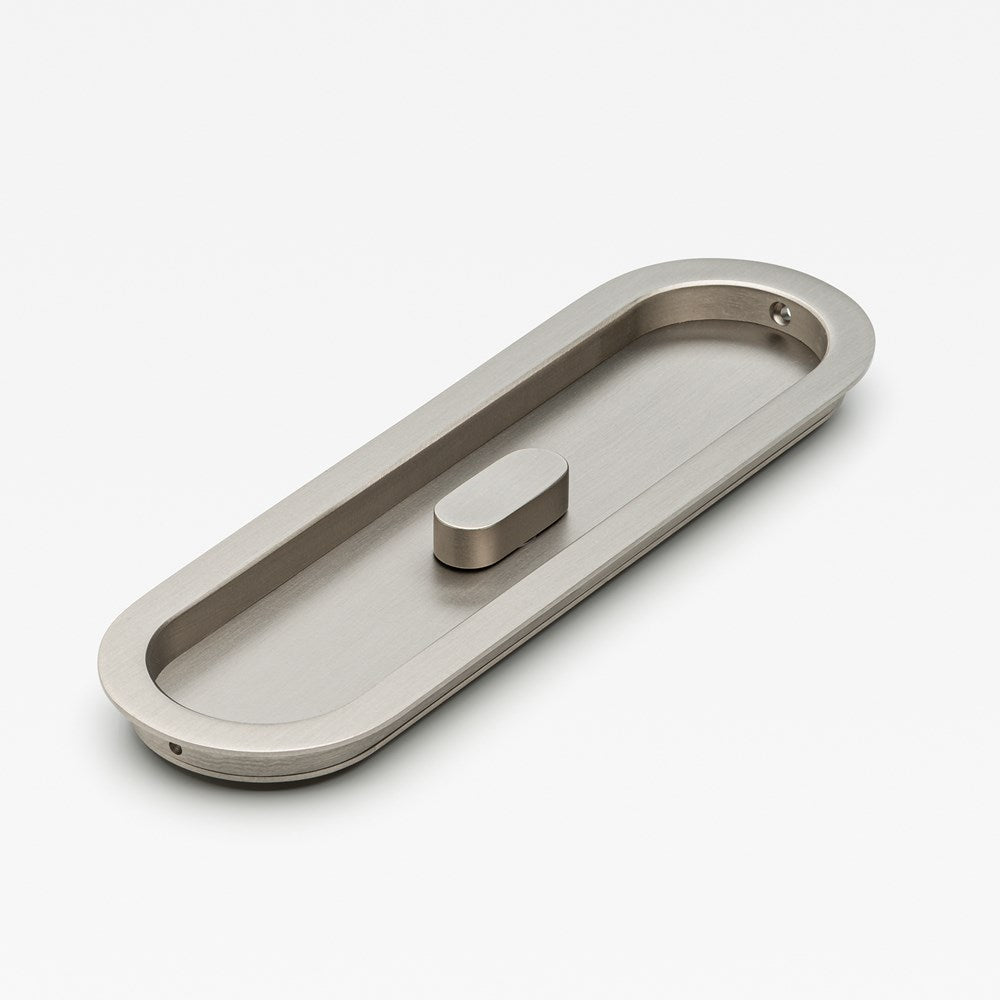 Oval Flush Pull Privacy Nickel — view 2