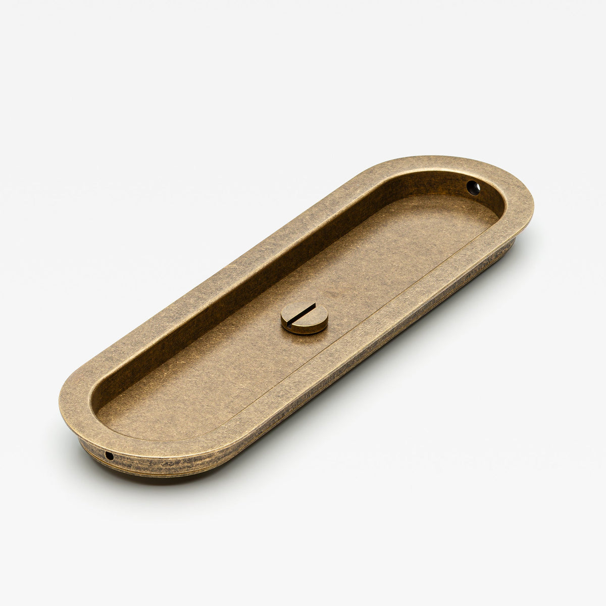 Oval Flush Pull Privacy Tumbled Brass — view 4