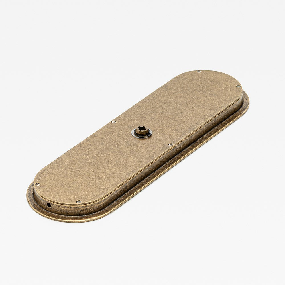 Oval Flush Pull Privacy Tumbled Brass — view 3