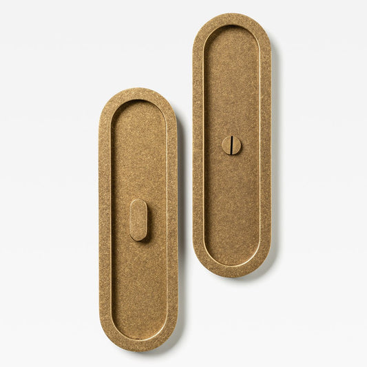 Oval Flush Pull Privacy Tumbled Brass — view 1