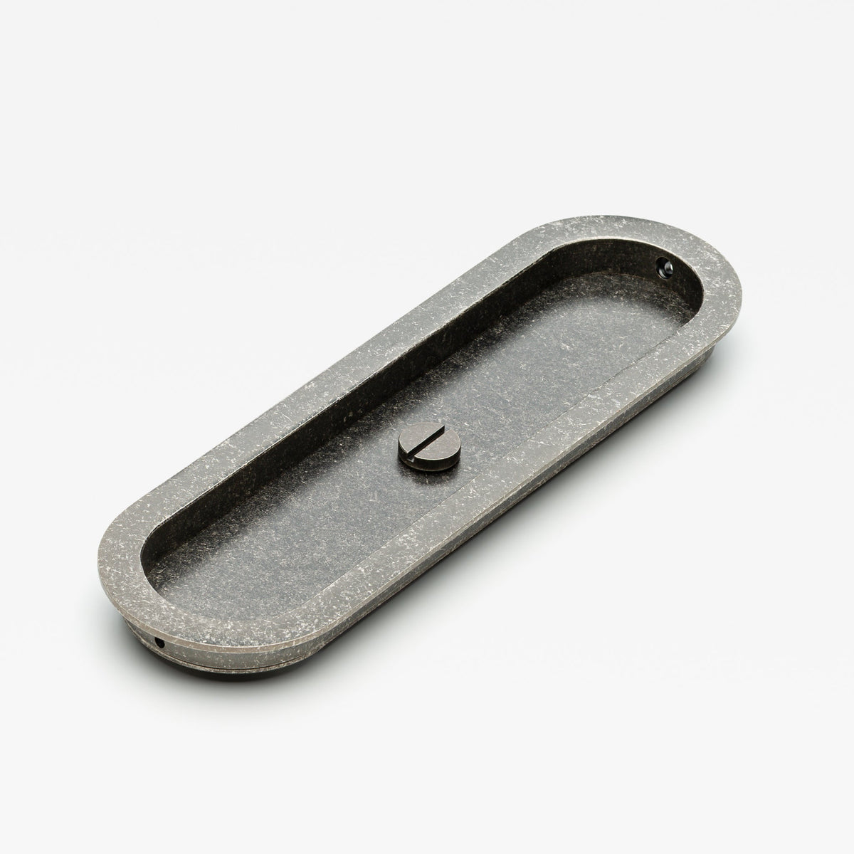 Oval Flush Pull Privacy Tumbled Nickel — view 4