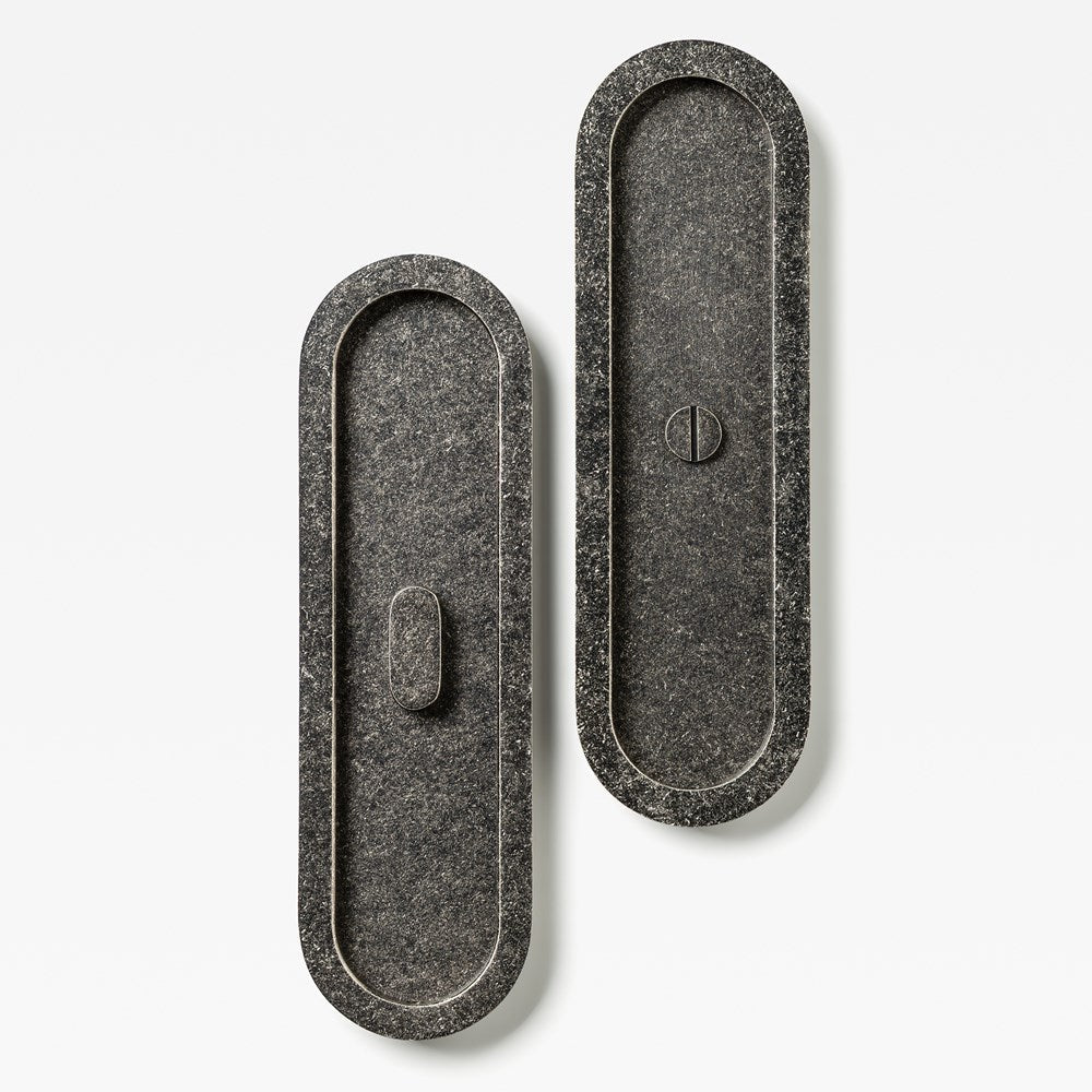 Oval Flush Pull Privacy Tumbled Nickel — view 1