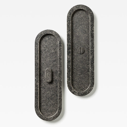 Oval Flush Pull Privacy Tumbled Nickel — view 1
