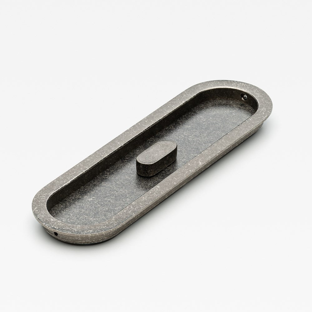 Oval Flush Pull Privacy Tumbled Nickel — view 2