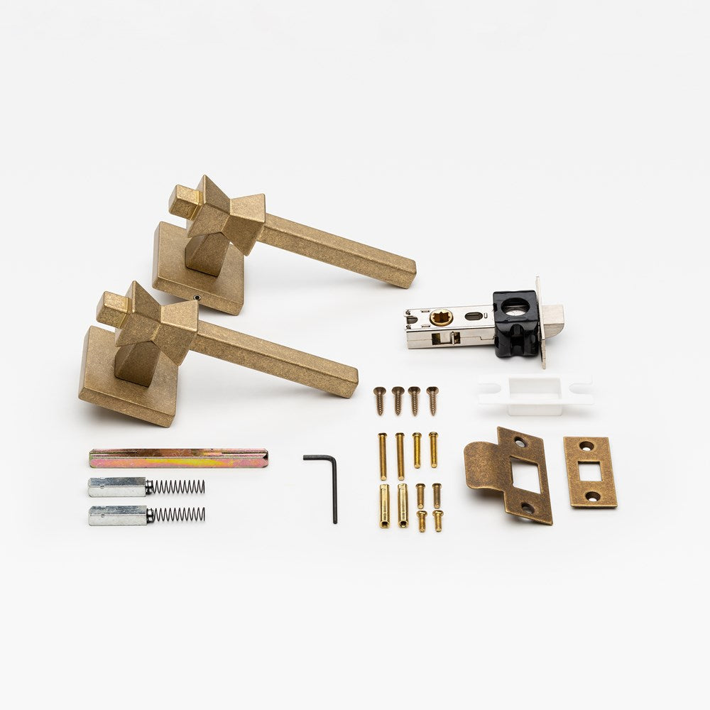 Forma Lever Tumbled Brass — view 2