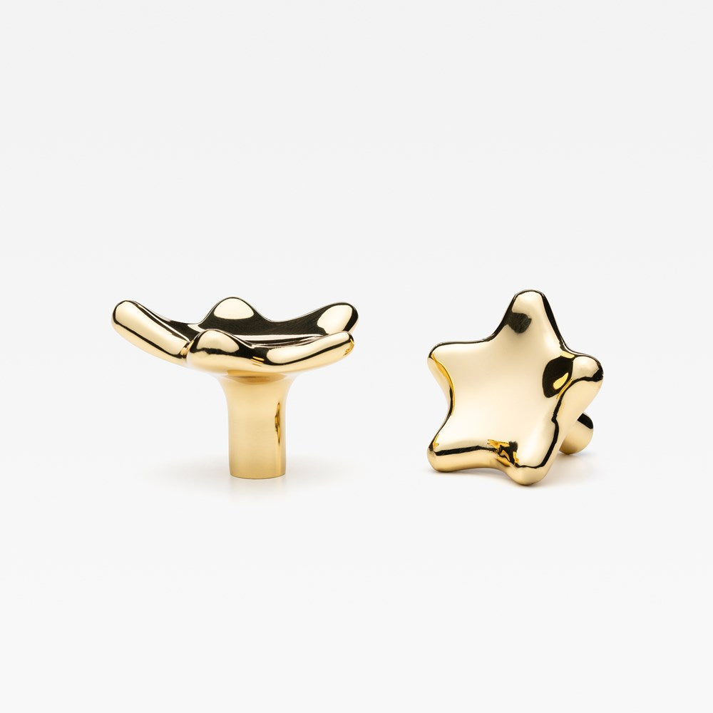 Star Knob Polished Brass — view 1