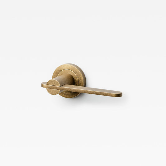 Intersect Lever Tumbled Brass — view 1