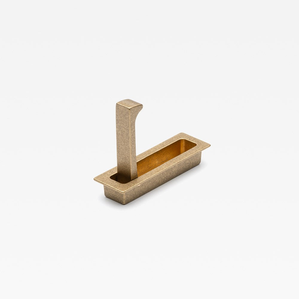 Sliding Door Edge Pull Tumbled Brass — view 3