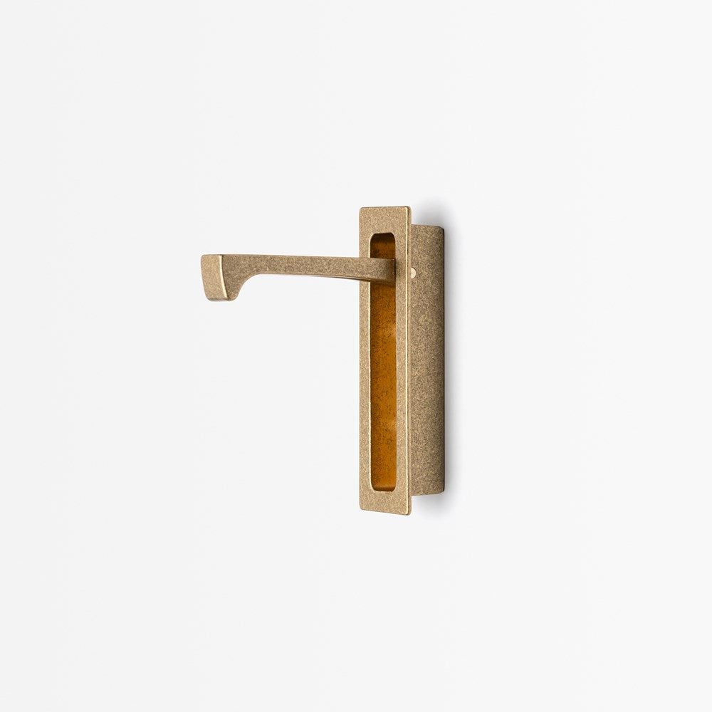 Sliding Door Edge Pull Tumbled Brass — view 1