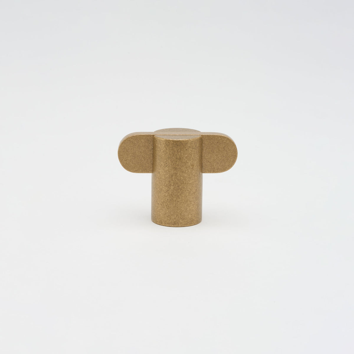 Intersect Knob Tumbled Brass — view 1