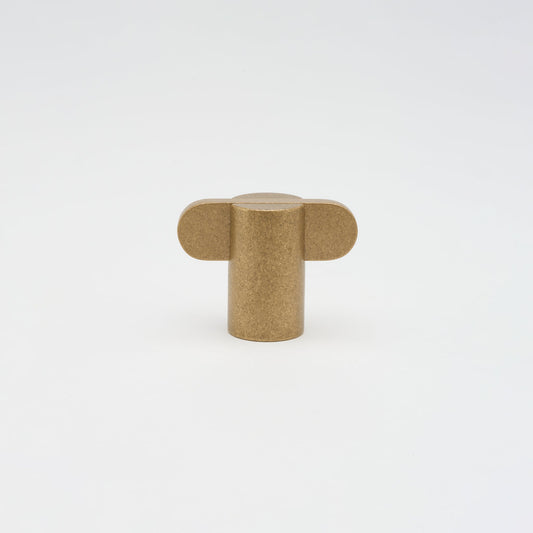 Intersect Knob Tumbled Brass — view 1
