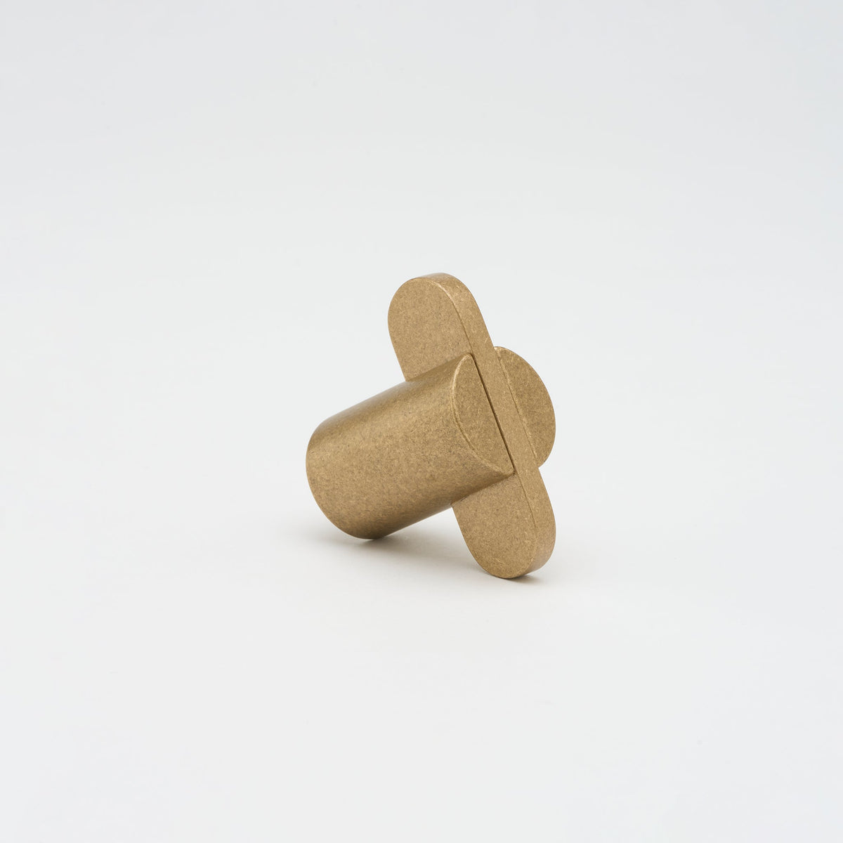 Intersect Knob Tumbled Brass — view 5